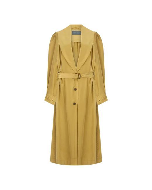 Alberta Ferretti Elegant Jas Met Verstelbare Riem in het Yellow