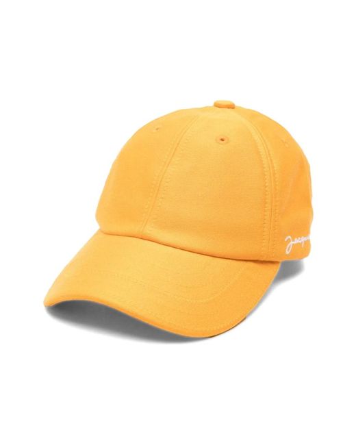 Cappello in cotone arancione scuro con visiera curva di Jacquemus in Yellow
