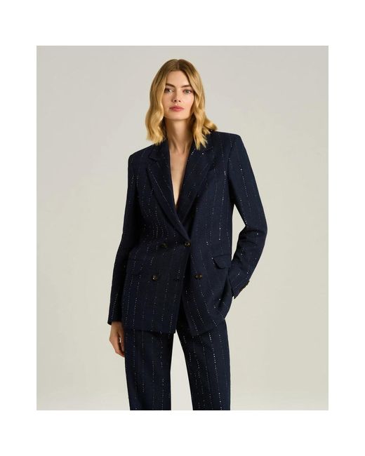 Kiton Jassen ,Blauw ,Wol Linnen En Wollen Double-Breasted Jas in het Blue