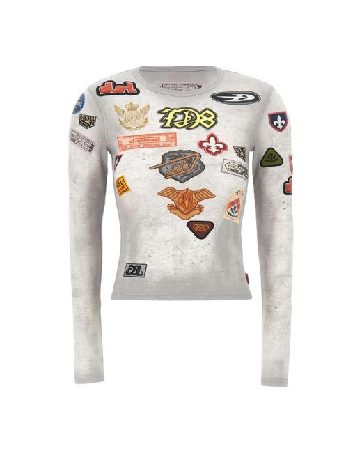 DIESEL Gray Long Sleeve T-Shirts