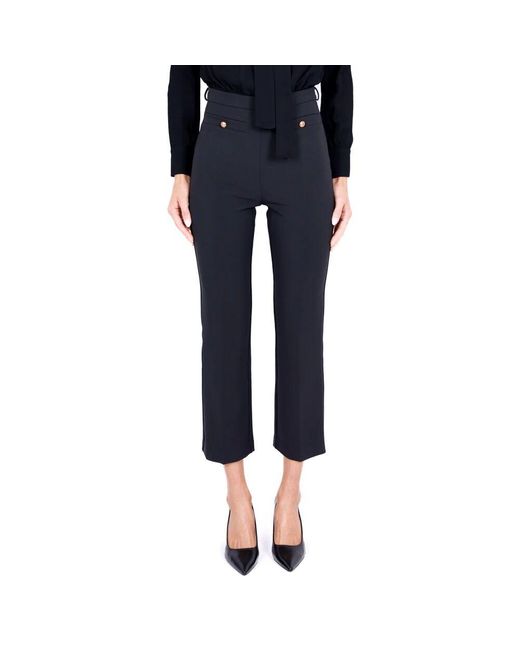 Elisabetta Franchi Blue Cropped-Hosen-Set Mit Schleifenbluse
