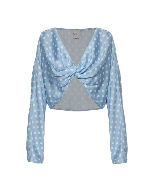 Posse Overhemden ,Blauw ,Satijn Tillie Long Sleeve Top in het Blue