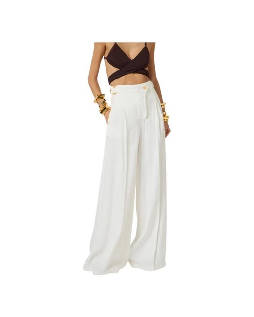Elisabetta Franchi White Wide Trousers