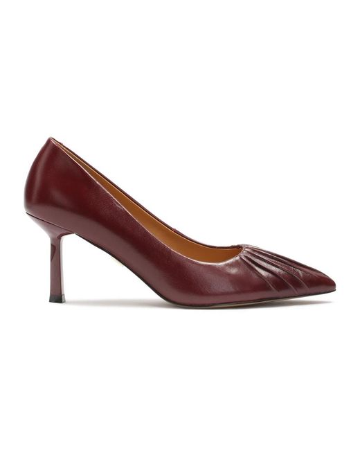 Kazar Schoenen ,Bruin ,Leer Pumps Met Een Opvallende Inkeping Op De Neus in het Red