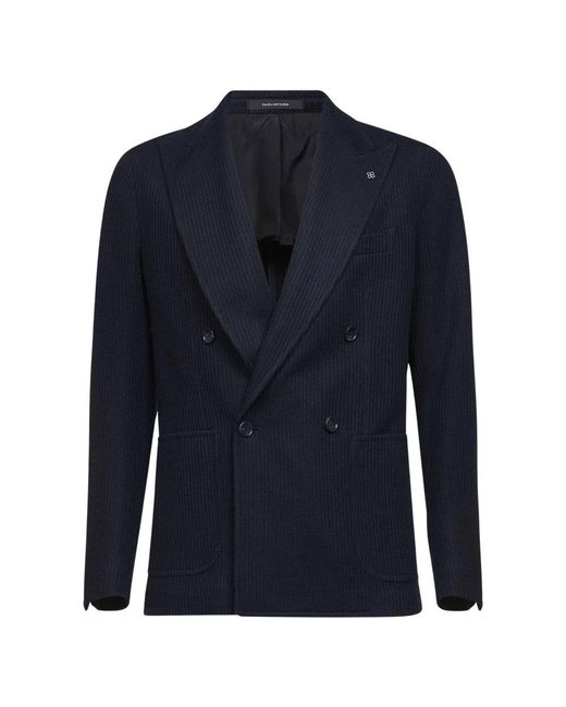 Tagliatore Jassen ,Blauw ,Wol Gebreide Double-Breasted Blazer in het Blue voor heren