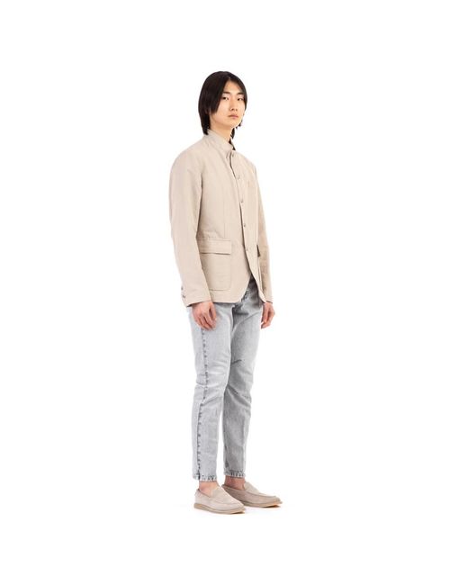 Eleventy Jassen ,Linnen Snap Jacket in het Natural voor heren