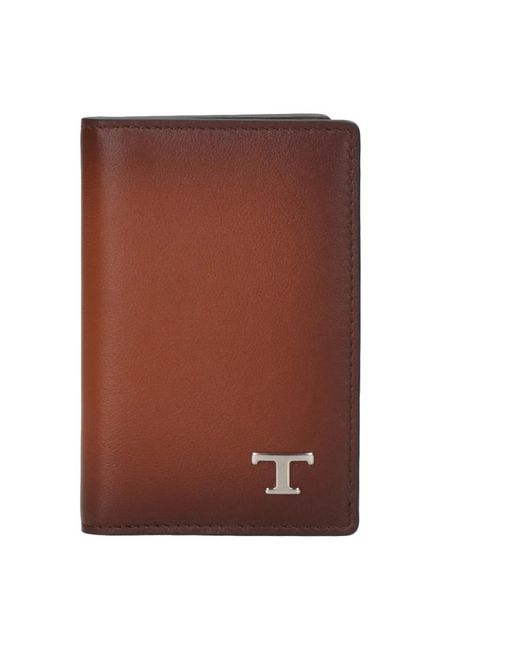 Tod's Accessoires ,Bruin ,Leer Leren Kaarthouder in het Brown voor heren