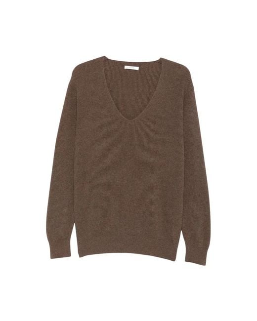 The Row Brown V-Neck Knitwear