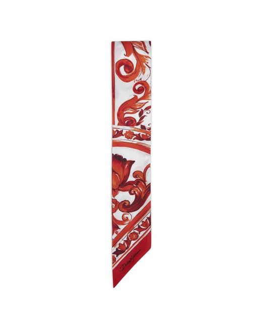 Dolce & Gabbana Red Silky Scarves