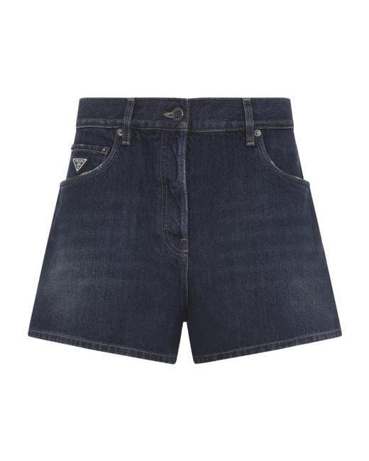 Prada Denim Short in het Blue