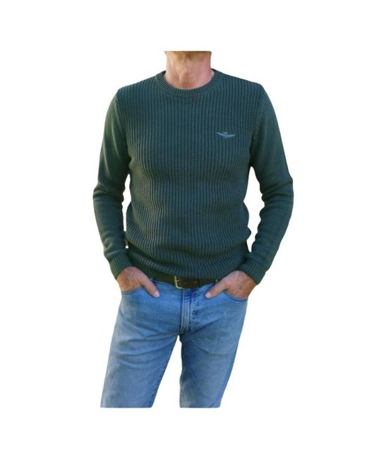 Aeronautica Militare Blue Round-Neck Knitwear for men