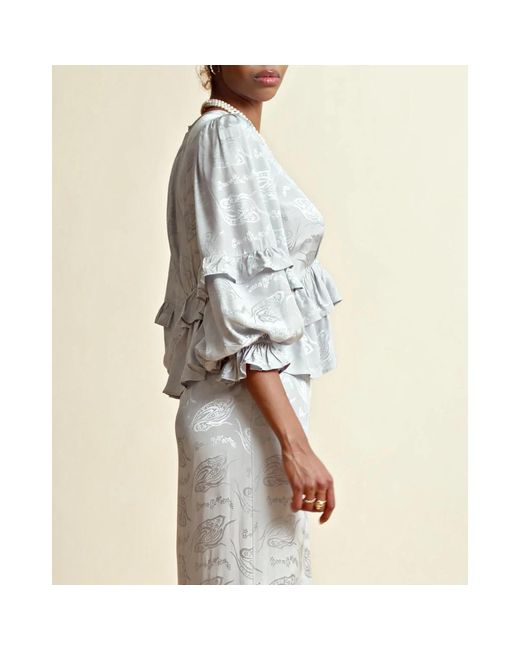 byTiMo Overhemden ,Grijs ,Elegante Jacquard Top Met Lange Mouwen in het Gray