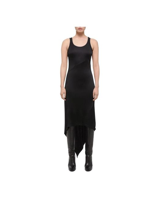 Helmut Lang Kleedjes ,Zwart ,Zwarte Jersey Tank Jurk Met Sjaal Zoom in het Black