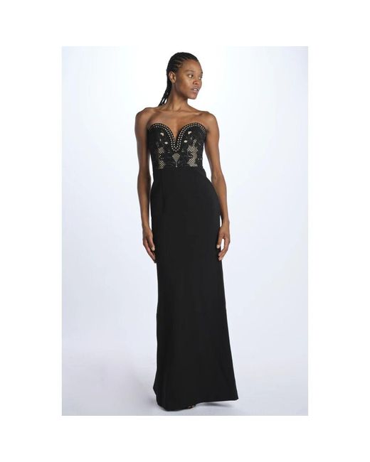 Rebecca Vallance Black Besticktes herz langes schwarzes kleid