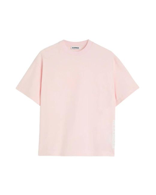Jil Sander Logo Print T-Shirt Met Ronde Hals in het Pink