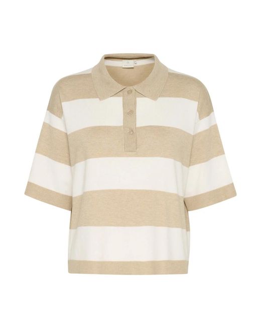 Kaffe Kalizza Polo Knit in het Natural