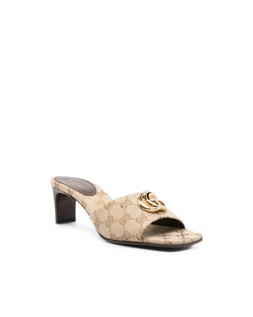 Gucci Natural Heeled Mules