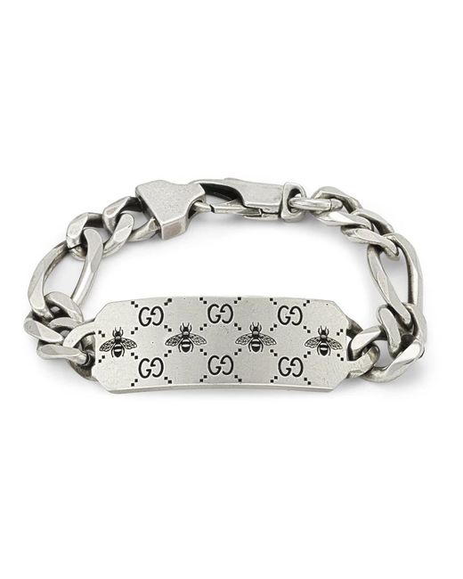 Gucci Metallic GG And Bee Engraved Bracelet