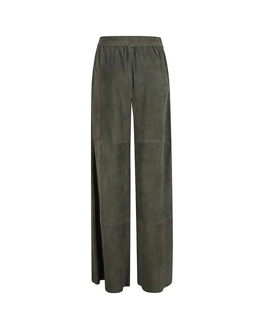 Via Masini 80 Green Straight Trousers