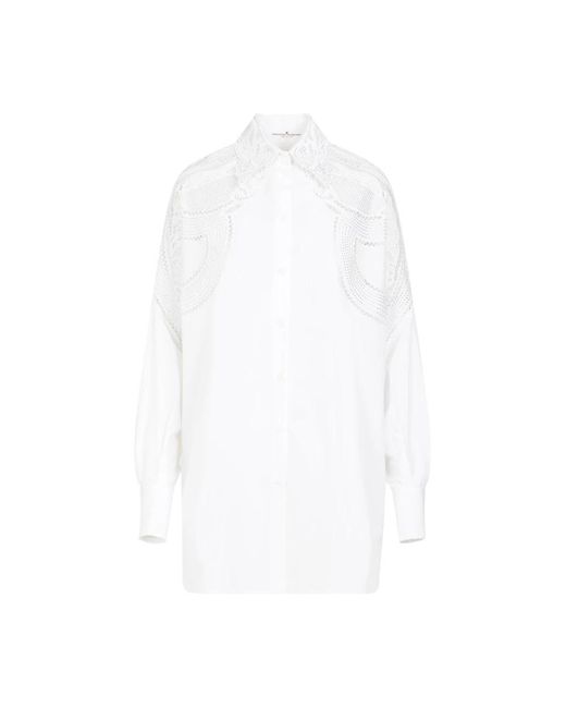 Camisa blanca de algodón con encaje macramé Ermanno Scervino de color White