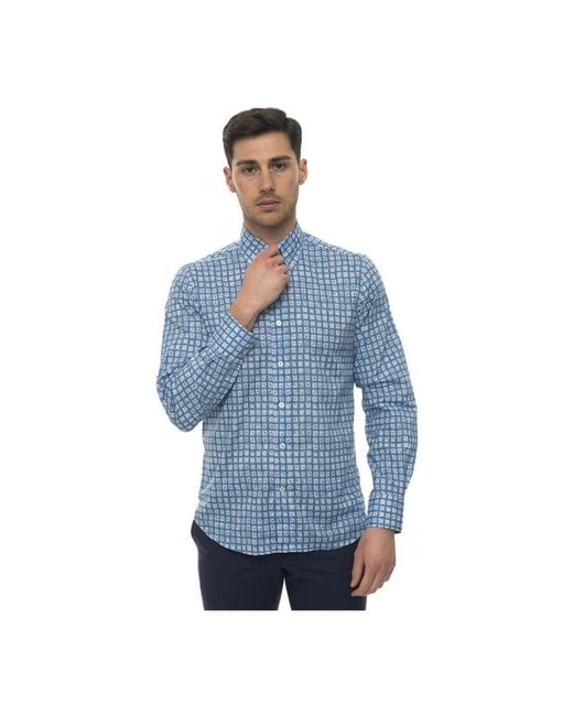 Canali Blue Casual Shirts for men