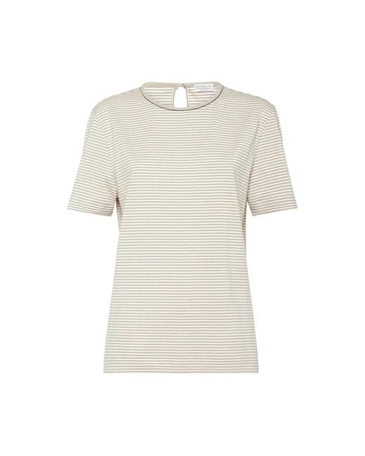 Brunello Cucinelli Crew Neck Short Sleeve T-Shirt in het White