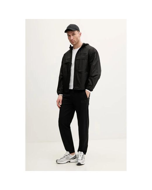 EA7 Jassen ,Zwart ,Polyester Windbreaker in het Black voor heren