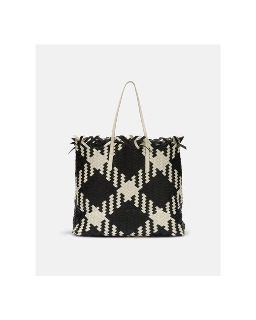 John Richmond Black Geflochtene Shopper-Tasche Mit Geometrischem Muster