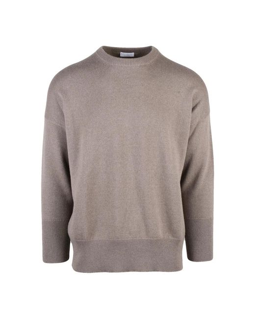 Brunello Cucinelli Gray Round-Neck Knitwear for men