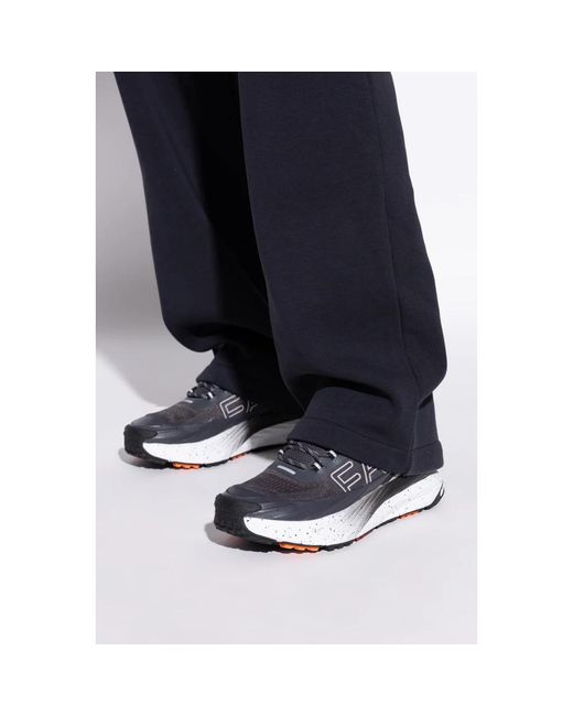 EA7 Schoenen ,Zwart ,Leer Sportschoenen Met Logo in het Gray voor heren