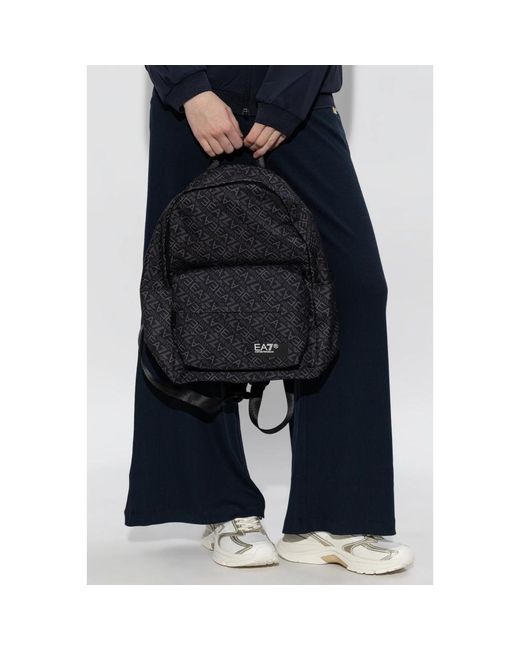 EA7 Black Monogram Rucksack