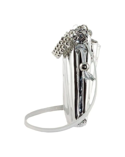 THEMOIRÈ White Silberne spiegelnde perlenhandtasche