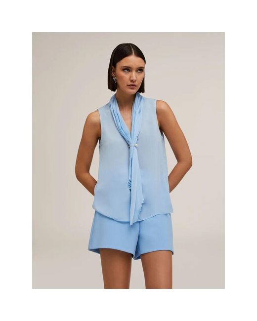 Sleeveless Tops mötivi de color Blue