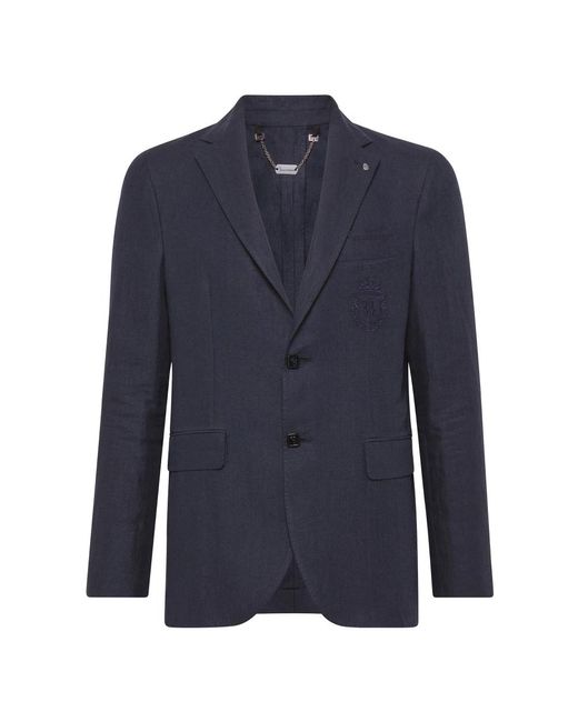 Billionaire Jassen ,Blauw ,Linnen Blazer Crest in het Blue voor heren