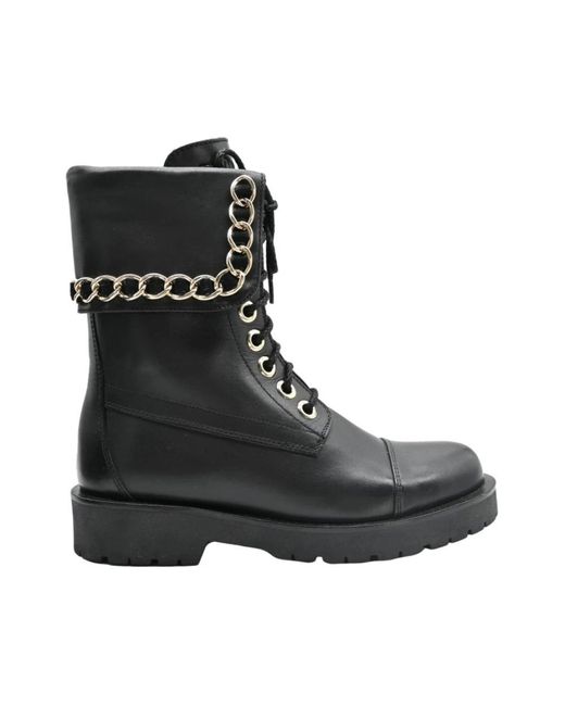 Twin Set Black Lace-Up Boots