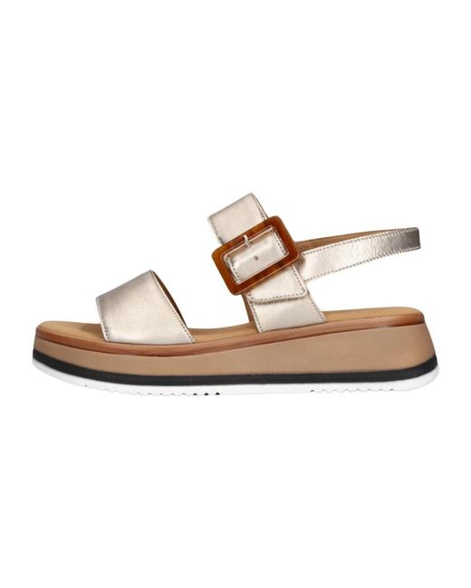 Gabor Schoenen ,Geel ,Leer Gouden Leren Sandalen Stijlvol in het Metallic
