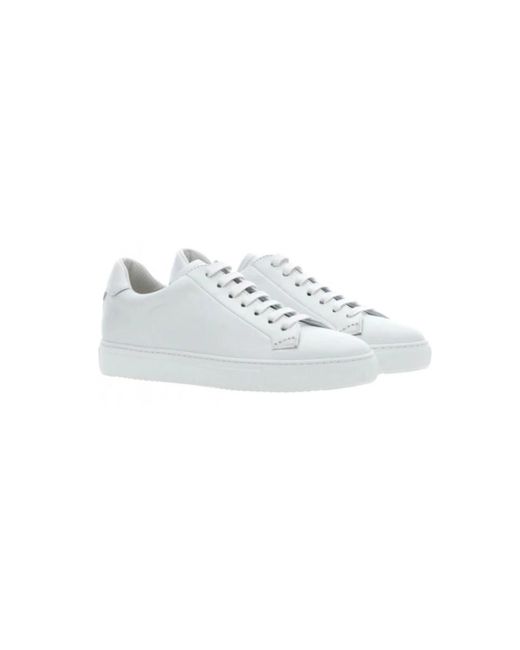 Doucal's White Minimal Leather Colorblock Sneakers for men