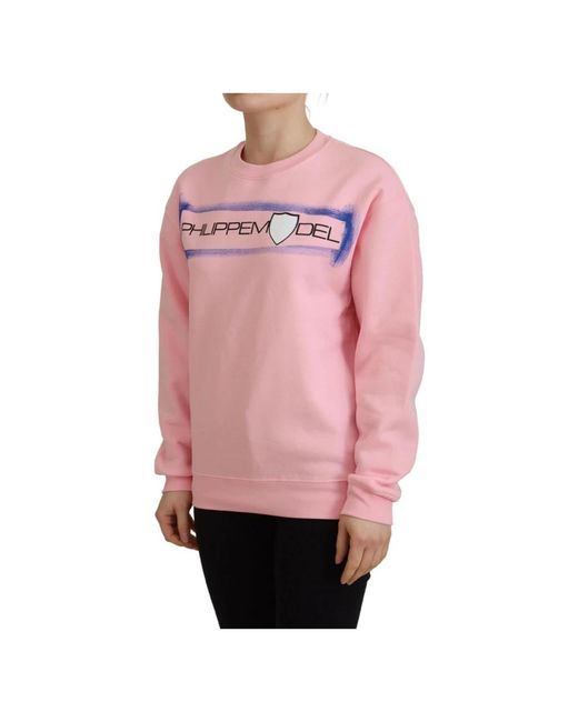 Philippe Model Hoodies & Sweatvesten ,Roze ,Katoen Elegante Roze Sweater Met Lange Mouwen in het Pink