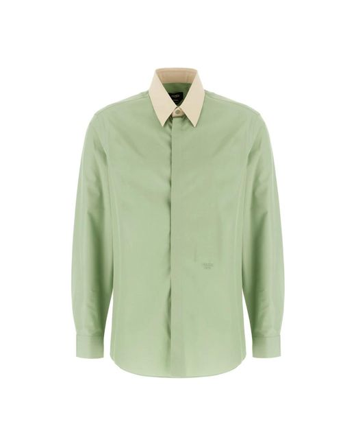 Fendi Contrast Collar Shirt in het Green voor heren