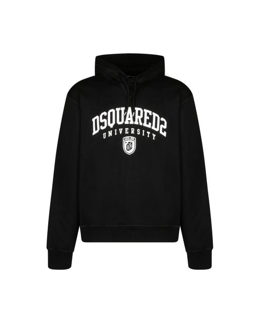 DSquared² Hoodies & Sweatvesten ,Zwart ,Katoen Zwarte University Cool Hoodie Sweater in het Black voor heren