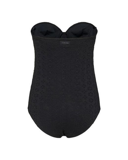Fisico Black Schwarzer Badeanzug Mit Broderie Anglaise