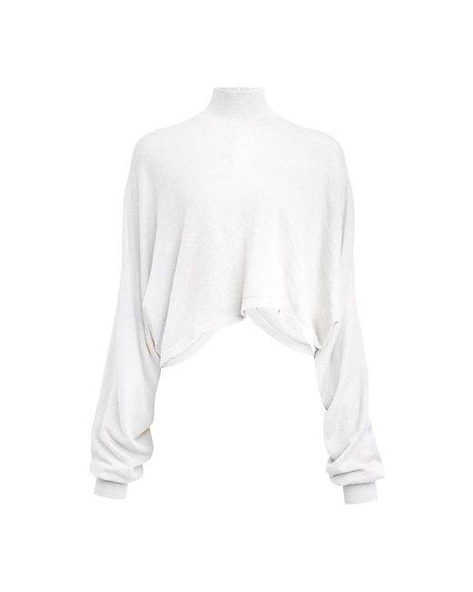 Alaïa White Weiße Rollkragenpullover Langarm