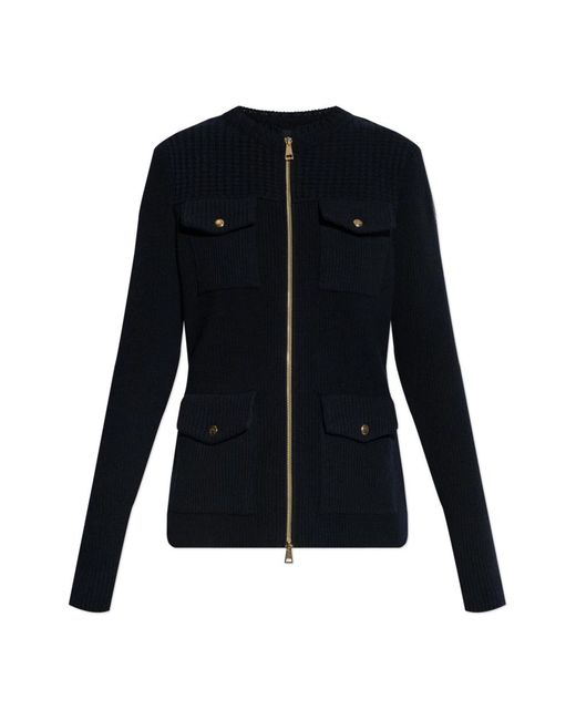 Moncler Truien & Vesten ,Blauw ,Wol Vest Met Donsgevulde Achterkant in het Black