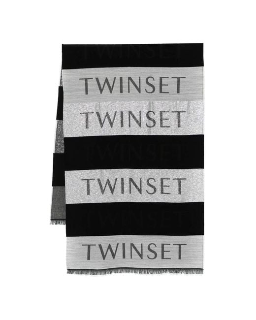 Twinset Black Jacquard Logo Schal
