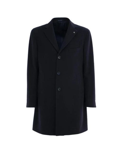 Tagliatore Jassen ,Blauw ,Wol Enkelrijige Jas in het Black voor heren