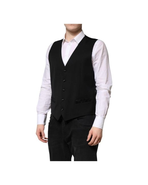 Dolce & Gabbana Black Waistcoats for men