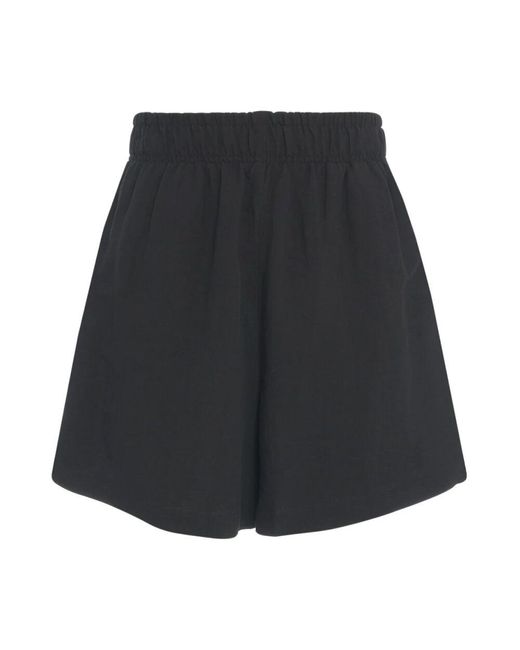 8pm Black Schwarze leinenmischung bermudas mit hoher taille