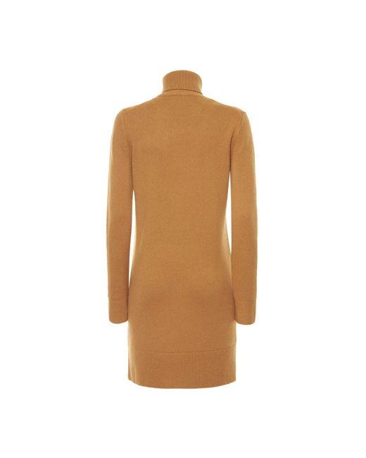 Michael Kors Kleedjes ,Geel ,Kasjmier Kaia Turtleneck Jurk in het Brown