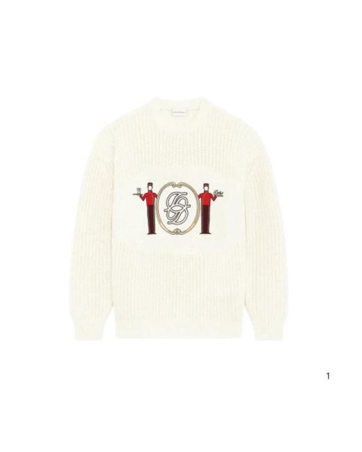 Drole de Monsieur White Round-Neck Knitwear for men