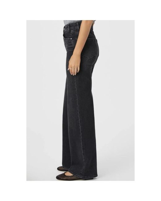 PAIGE Black High-Waist Weite Schwarze Hose
